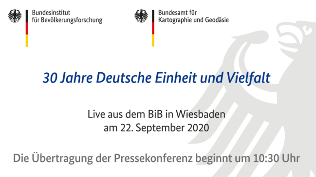 Ankündigung Livestream zur Pressekonferenz „30 Jahre Deutsche Einheit und Vielfalt“ am 22. September 2020