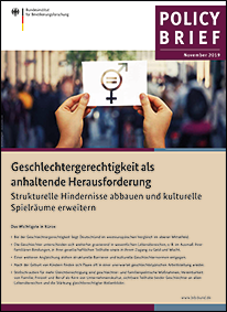 Titelbild Policy Brief "Geschlechtergerechtigkeit als anhaltende Herausforderung" November 2019