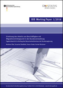Cover "Erhebung des Anteils von Beschäftigten mit Migrationshintergrund in der Bundesverwaltung"