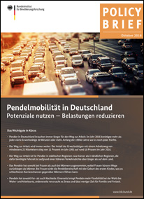 Titelbild Policy Brief &#034;Pendelmobilität in Deutschland&#034; Oktober 2018 (verweist auf: Pendelmobilität in Deutschland. Potenziale nutzen – Belastungen reduzieren)