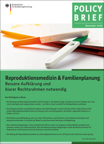 Titelbild Policy Brief November 2018 (verweist auf: Reproduktionsmedizin und Familienplanung)