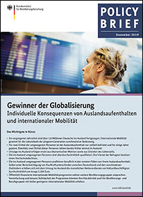 Titelbild Policy Brief &#034;Gewinner der Globalisierung&#034; Dezember 2019 (verweist auf: Gewinner der Globalisierung. Individuelle Konsequenzen von Auslandsaufenthalten und internationaler Mobilität)