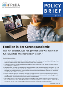 Titelbild Policy Brief „Familien in der Coronapandemie“ (verweist auf: Familien in der Coronapandemie)